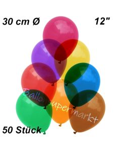 Luftballons Kristall, 30 cm, Bunt gemischt, 50 Stück
