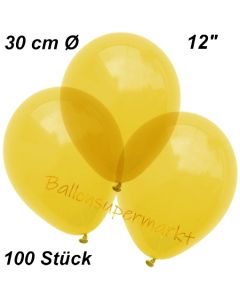 Luftballons Kristall, 30 cm, Gelb, 100 Stück
