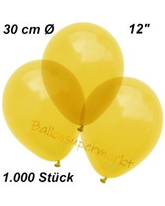 Luftballons Kristall, 30 cm, Gelb, 1000 Stück