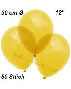 Luftballons Kristall, 30 cm, Gelb, 50 Stück