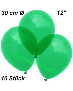 Luftballons Kristall, 30 cm, Grün, 10 Stück