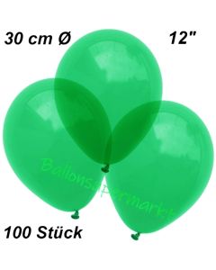 Luftballons Kristall, 30 cm, Grün, 100 Stück