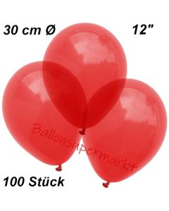 Luftballons Kristall, 30 cm, Hellrot, 100 Stück