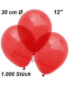 Luftballons Kristall, 30 cm, Hellrot, 1000 Stück