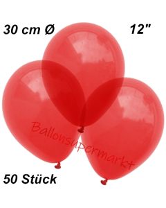 Luftballons Kristall, 30 cm, Hellrot, 50 Stück