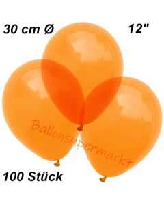 Luftballons Kristall, 30 cm, Orange, 100 Stück