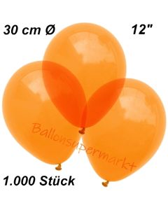 Luftballons Kristall, 30 cm, Orange, 1000 Stück