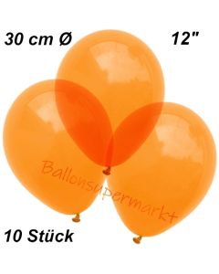 Luftballons Kristall, 30 cm, Orange, 10 Stück