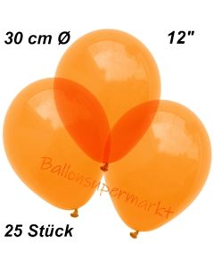 Luftballons Kristall, 30 cm, Orange, 25 Stück