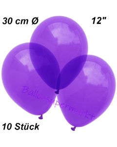 Luftballons Kristall, 30 cm, Violett, 10 Stück