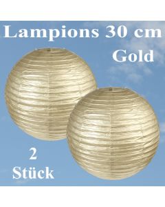 Lampions Gold, 30 cm, 2 Stück Set