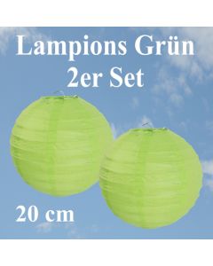 Lampions Grün, 20 cm, 2er Set