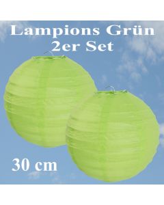 Lampions Grün, 30 cm, 2er Set