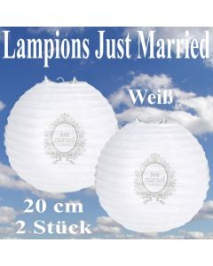 2er Set Lampions 20 cm, Just Married