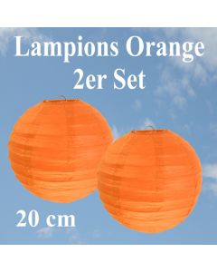 Lampions Orange, 20 cm, 2er Set