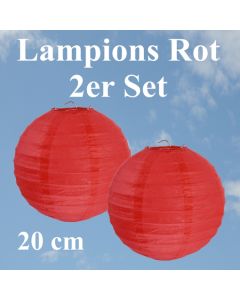 Lampions Rot, 20 cm, 2er Set