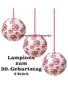 Lampions, Verkehrsschild 30, 3 Stück-Set