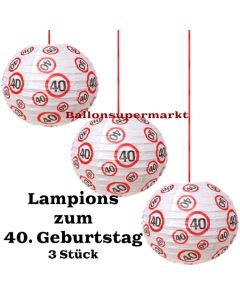 Lampions, Verkehrsschild 40, 3 Stück-Set