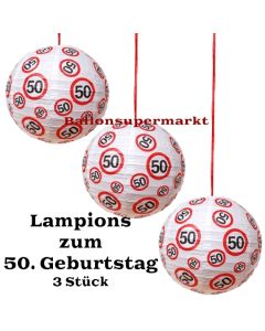 Lampions, Verkehrsschild 50, 3 Stück-Set