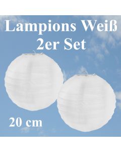 Lampions Weiß, 20 cm, 2er Set