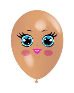 Luftballon Gesicht, Frau mit blauen Augen, hautfarben, 1 Stück