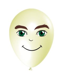 Luftballon Gesicht, Mann mit grünen Augen, elfenbein, 1 Stück