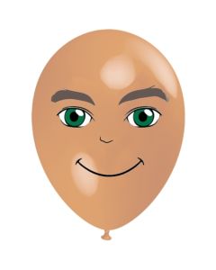 Luftballon Gesicht, Mann mit grünen Augen, hautfarben, 1 Stück
