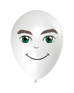 Luftballon Gesicht, Mann mit grünen Augen, weiss, 1 Stück