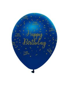 Luftballons, Latexballons , Happy Birthday Metallic Blau