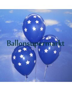 Luftballons zu Silvester und Neujahr, blau mit Sternen, 10 Stueck