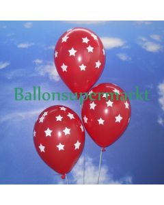 Luftballons zu Silvester und Neujahr, rot mit Sternen, 10 Stueck