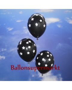 Luftballons zu Silvester und Neujahr, schwarz mit Sternen, 10 Stueck