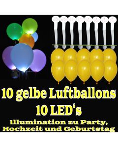 LED-Luftballons, Gelb, 10 Stück
