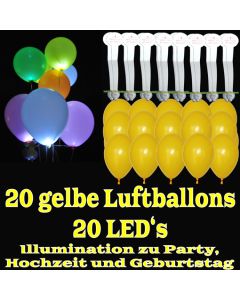 LED-Luftballons, Gelb, 20 Stück