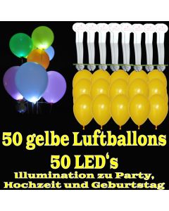 LED-Luftballons, Gelb, 50 Stück
