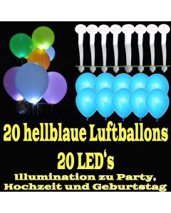 LED-Luftballons, Hellblau, 20 Stück