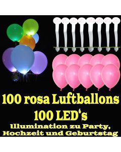 LED-Luftballons, Rosa, 100 Stück