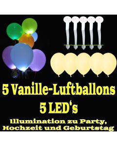 LED-Luftballons, Vanille, 5 Stück