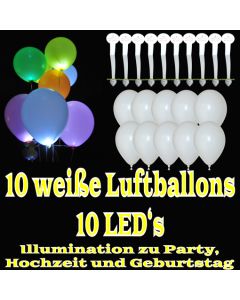 LED-Luftballons, Weiß, 10 Stück