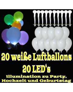 LED-Luftballons, Weiß, 20 Stück