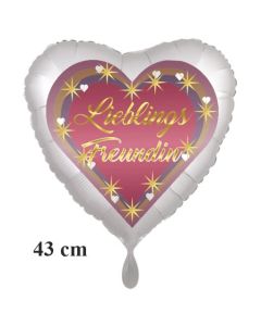 Lieblings Freundin, Herzluftballon, 43 cm, satinweiß, mit Helium