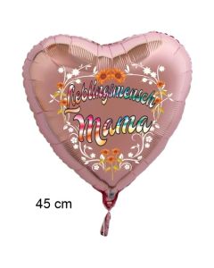 Lieblingsmensch Mama. Herzluftballon in  Roségold, 45 cm, mit Helium