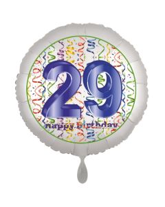 Luftballon aus Folie, Satin Luxe zum 29. Geburtstag, Rundballon weiß, 45 cm