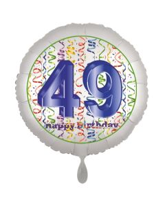 Luftballon aus Folie, Satin Luxe zum 49. Geburtstag, Rundballon weiß, 45 cm