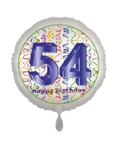 Luftballon aus Folie, Satin Luxe zum 54. Geburtstag, Rundballon weiß, 45 cm