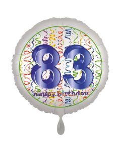 Luftballon aus Folie, Satin Luxe zum 83. Geburtstag, Rundballon weiß, 45 cm