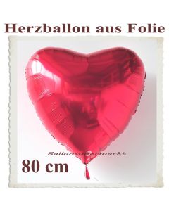 Großer Herzballon aus Folie, 80 cm, Rot