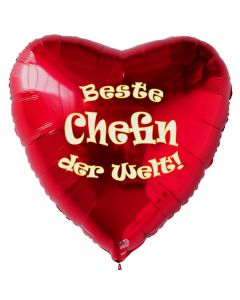  Beste Chefin der Welt! Luftballon in Herzform aus Folie mit Helium