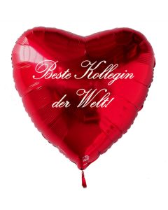 Beste Kollegin der Welt! Luftballon in Herzform aus Folie mit Helium