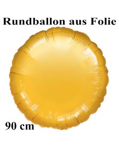 Luftballon aus Folie, Rundballon, Gold, 90 cm